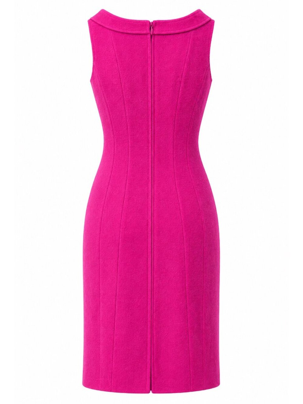 Oscar de la Renta Wool Crepe Sheath Pink Dress Size Large - Picture 4 of 7